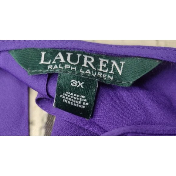 LRL Ralph Lauren Keyhole Tunic Top Size 3X Purple Flowy Embroidered Career - Picture 5 of 6